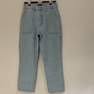 J. Crew Womens Light Wash High-Rise Button-Fly Jeans